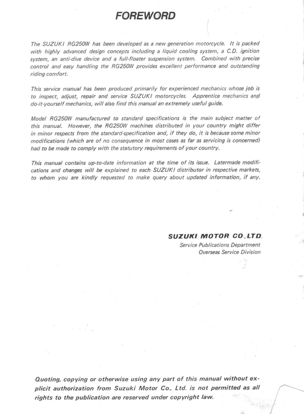 Product picture 1983 Suzuki RG250W Service Repair Manual Download