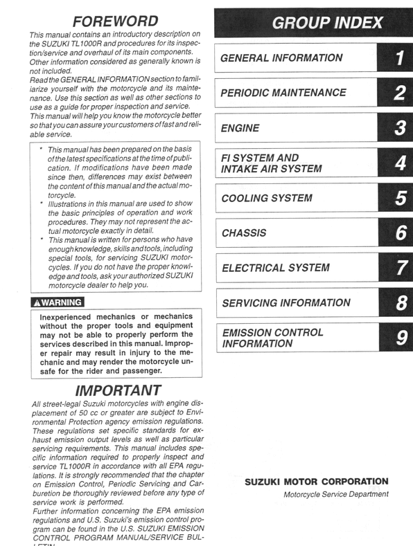 Product picture 1998 Suzuki TL1000R Service Repair Manual Download