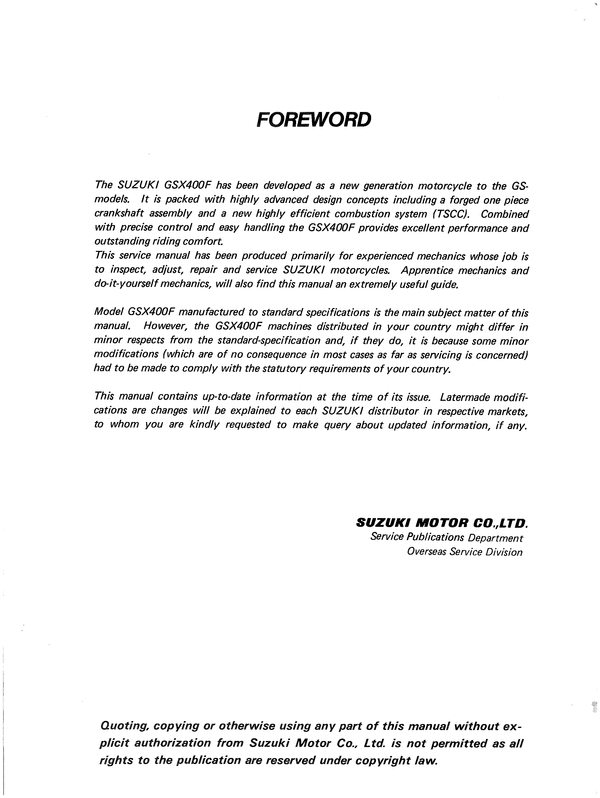 Product picture Suzuki GSX400F Service Repair Manual Download